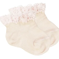 LOUIS LOUISE Chaussettes Fleurette Coton Rose Pale Shop